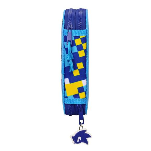 Dobbelt penalhus Sonic Speed Blå 12.5 x 19.5 x 4 cm (28 Dele)