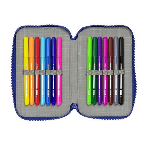Dobbelt penalhus Sonic Speed Blå 12.5 x 19.5 x 4 cm (28 Dele)
