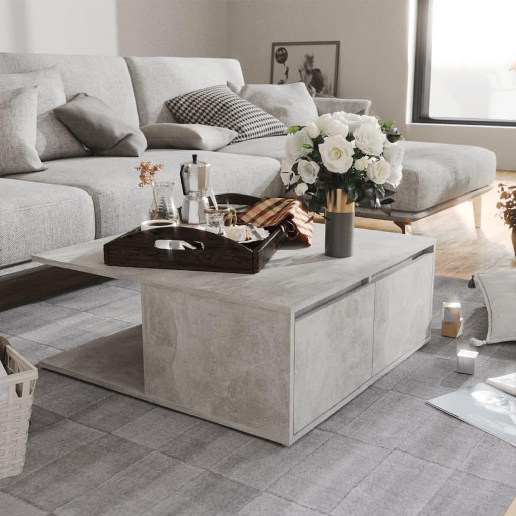 Sofabord 80x80x31 cm spånplade betongrå