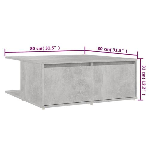 Sofabord 80x80x31 cm spånplade betongrå
