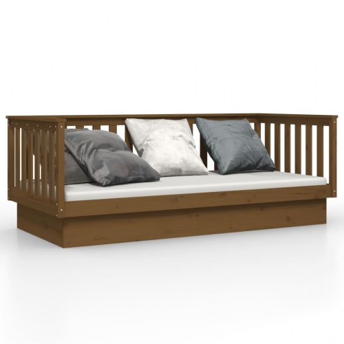 Daybed 90x200 cm massivt fyrretræ gyldenbrun