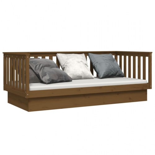 Daybed 90x200 cm massivt fyrretræ gyldenbrun