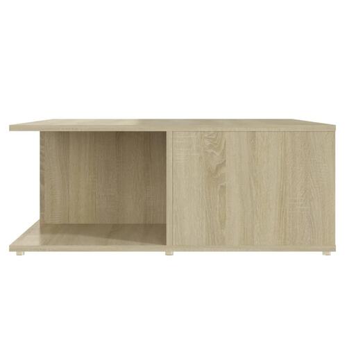 Sofabord 80x80x31 cm spånplade hvid og sonoma-eg