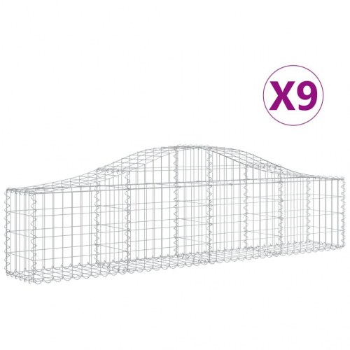 Buede gabionkurve - 9 stk. 200×30×40/60 cm i galvaniseret jern