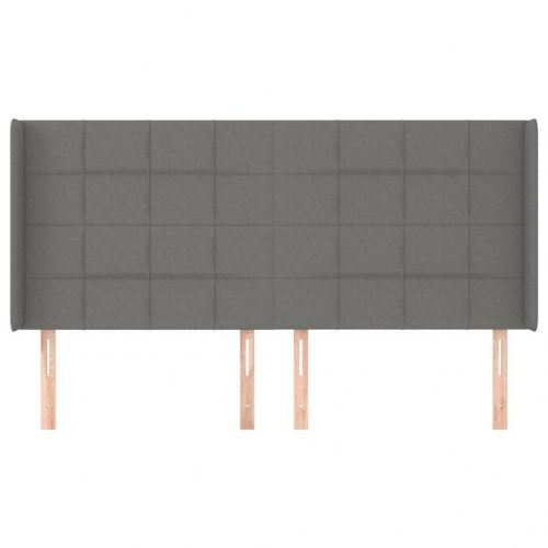 Sengegavl med kanter 203 x 16 x 118/128 cm - mørkegrå