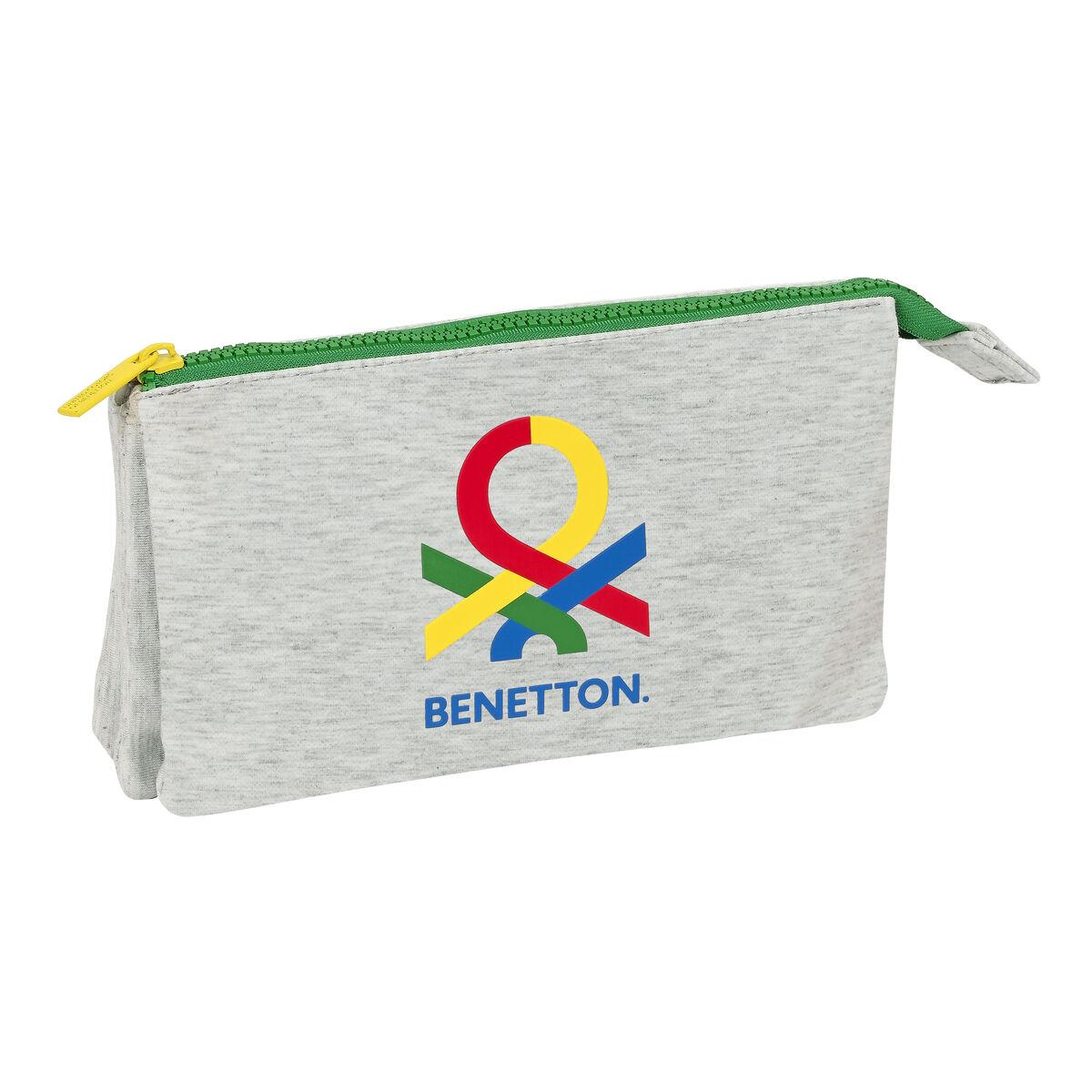 Penalhus Benetton Pop - tredobbelt, grå (22 × 12 × 3 cm)
