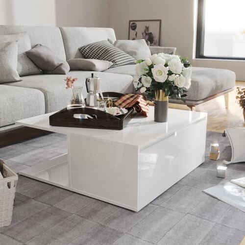 Sofabord 80x80x31 cm spånplade hvid højglans