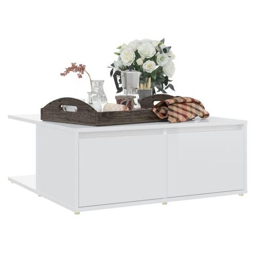 Sofabord 80x80x31 cm spånplade hvid højglans