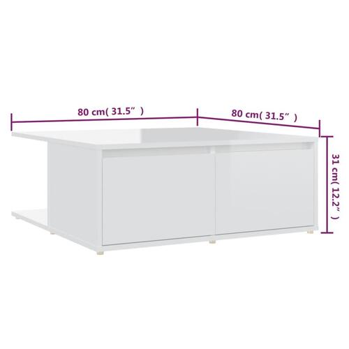 Sofabord 80x80x31 cm spånplade hvid højglans