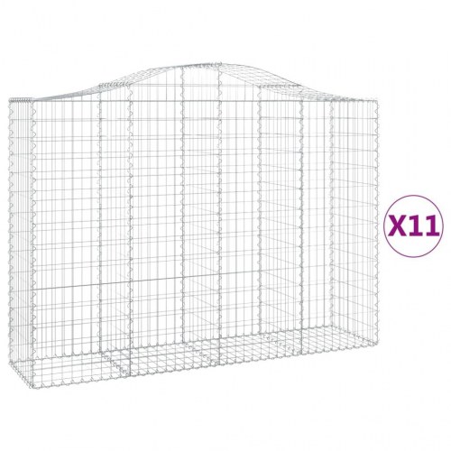 Buede gabionkurve - 11 stk. 200×50×140/160 cm i galvaniseret jern