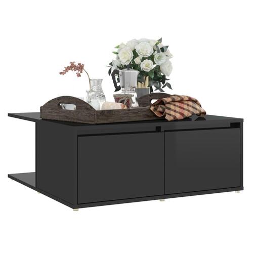 Sofabord 80x80x31 cm spånplade sort højglans