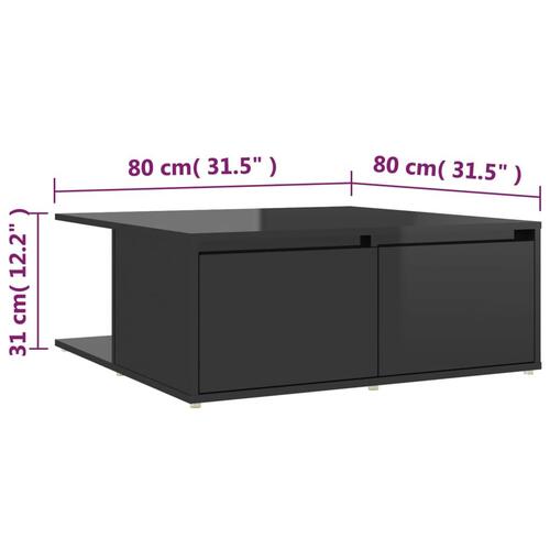 Sofabord 80x80x31 cm spånplade sort højglans