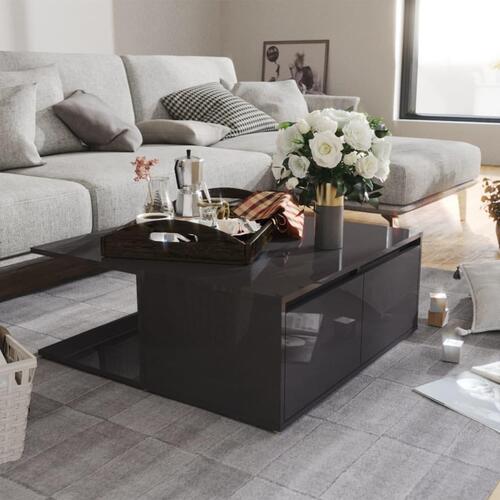 Sofabord 80x80x31 cm spånplade grå højglans