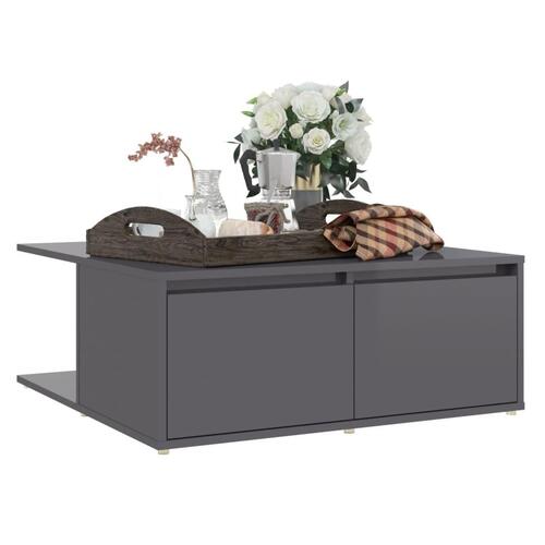 Sofabord 80x80x31 cm spånplade grå højglans