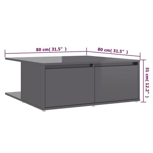 Sofabord 80x80x31 cm spånplade grå højglans