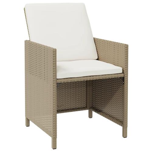 Spisebordssæt til haven 9 dele med hynder polyrattan beige
