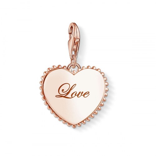 Thomas Sabo hjertevedhæng i rosaguld - 1,68 cm, sterling sølv
