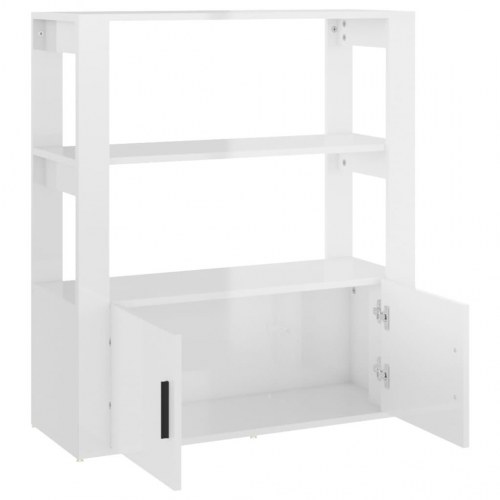 Skænk 80x30x90 cm konstrueret træ hvid højglans