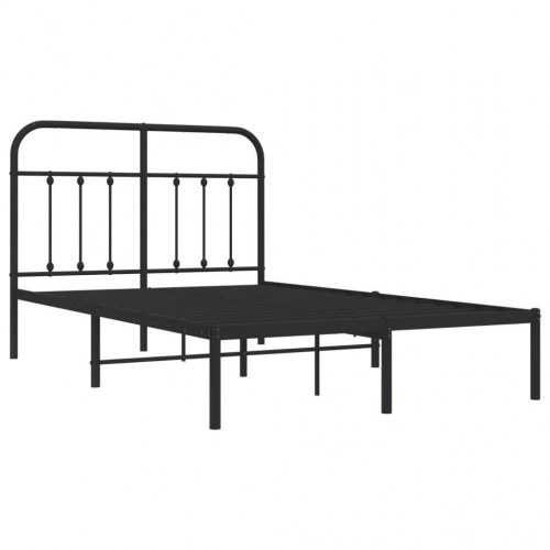 Sengeramme med sengegavl 120x190 cm metal sort