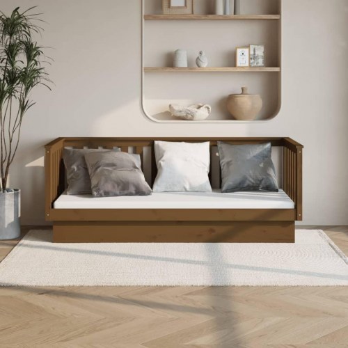 Daybed 75 × 190 cm i massivt fyrretræ - gyldenbrun