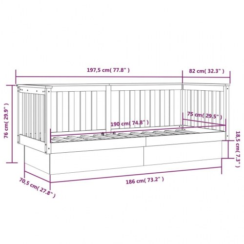 Daybed 75 × 190 cm i massivt fyrretræ - gyldenbrun