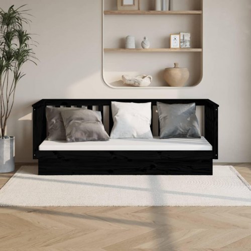 Daybed 75×190 cm i massivt fyrretræ - sort sengeramme