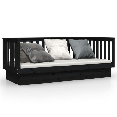 Daybed 75×190 cm i massivt fyrretræ - sort sengeramme