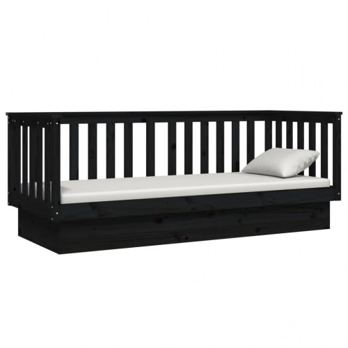 Daybed 75×190 cm i massivt fyrretræ - sort sengeramme