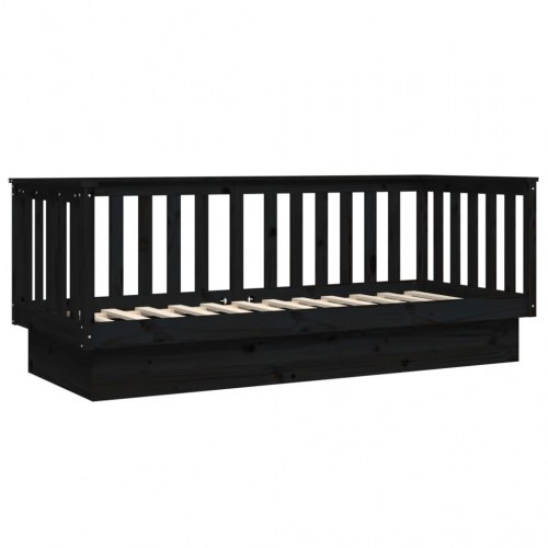 Daybed 75×190 cm i massivt fyrretræ - sort sengeramme