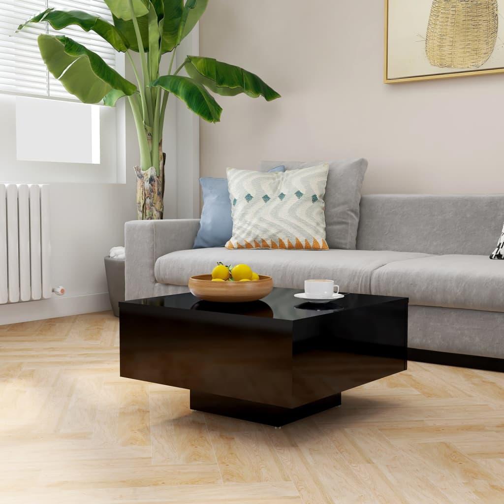 Sofabord 60x60x31,5 cm spånplade sort højglans