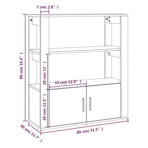 Skænk 80 x 30 x 90 cm i konstrueret træ - grå sonoma-eg