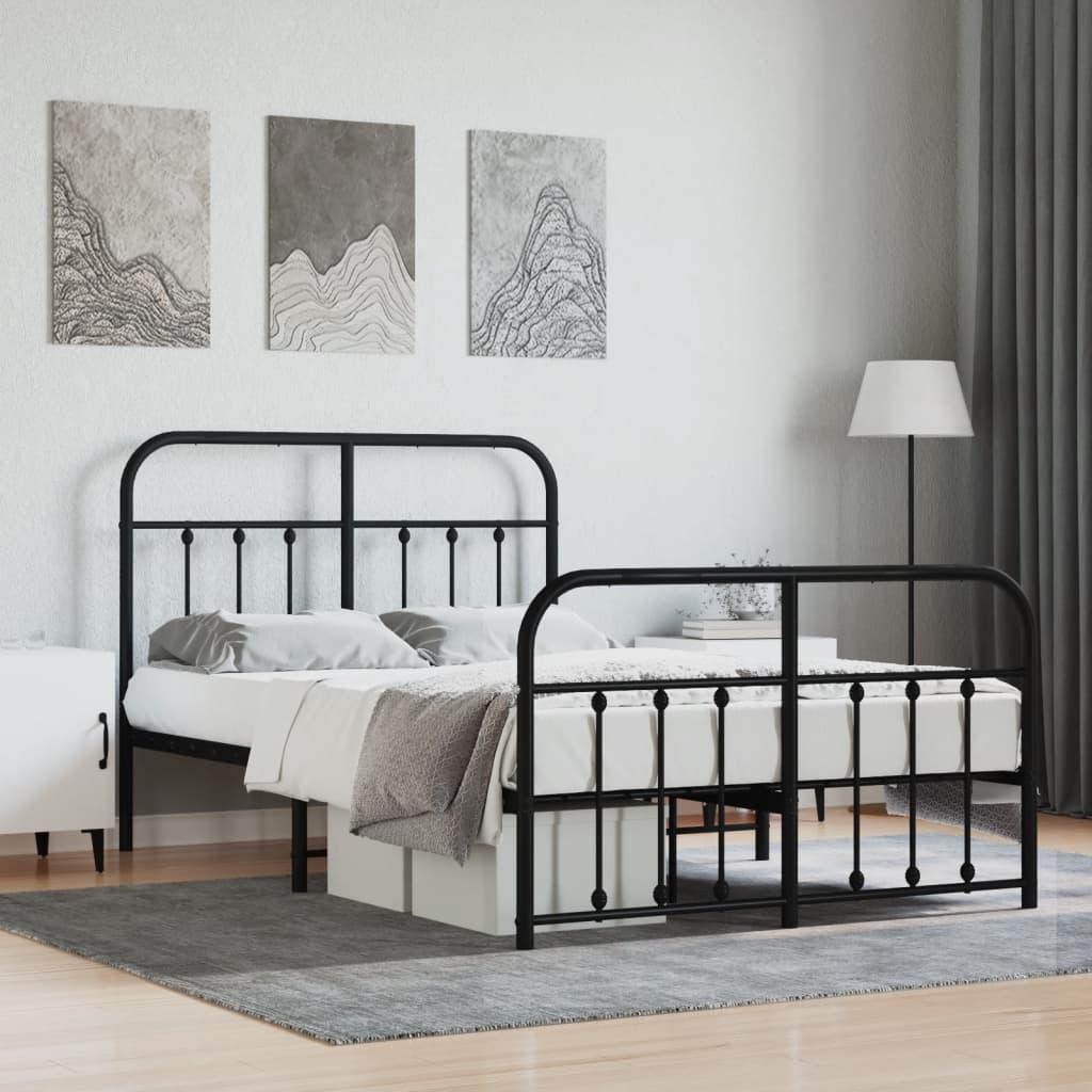 Sengeramme Med Sengegavl Metal - Sort / med hovedgærde og fodgærde / 120 x 190 cm