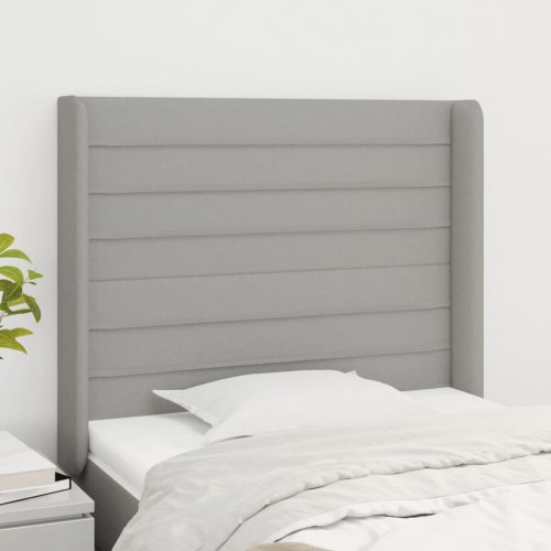 Sengegavl med kanter 93 x 16 x 118/128 cm stof - lysegrå