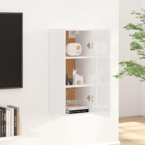 Vægskab 35x34x90 cm konstrueret træ hvid højglans