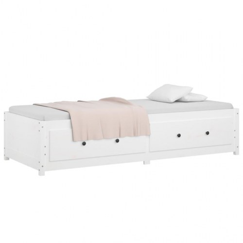 Daybed med 2 skuffer uden madras 80 x 200 cm i massivt fyrretræ - hvid