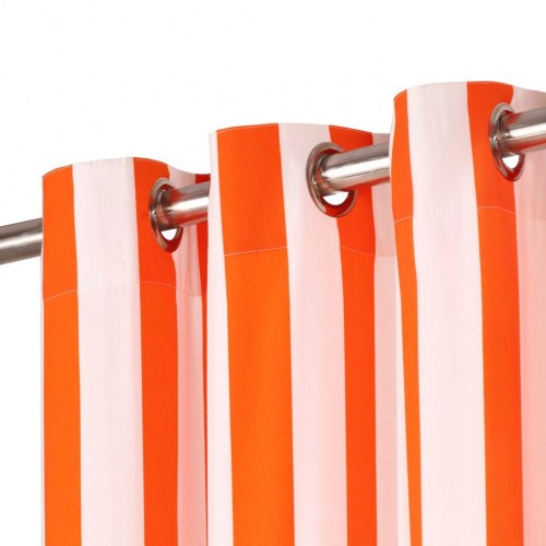 Gardiner med metalringe 2 stk. 140 x 245 cm stof striber orange