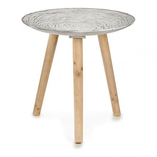 Sidebord - hvid/brun træ, 40 × 39 × 40 cm, spiraler
