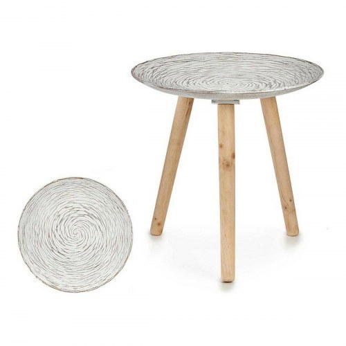 Sidebord - hvid/brun træ, 40 × 39 × 40 cm, spiraler