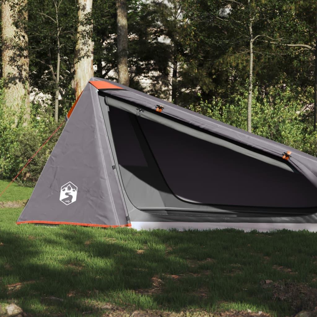 1-personers campingtelt vandafvisende grå og orange