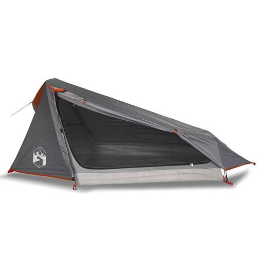 1-personers campingtelt vandafvisende grå og orange