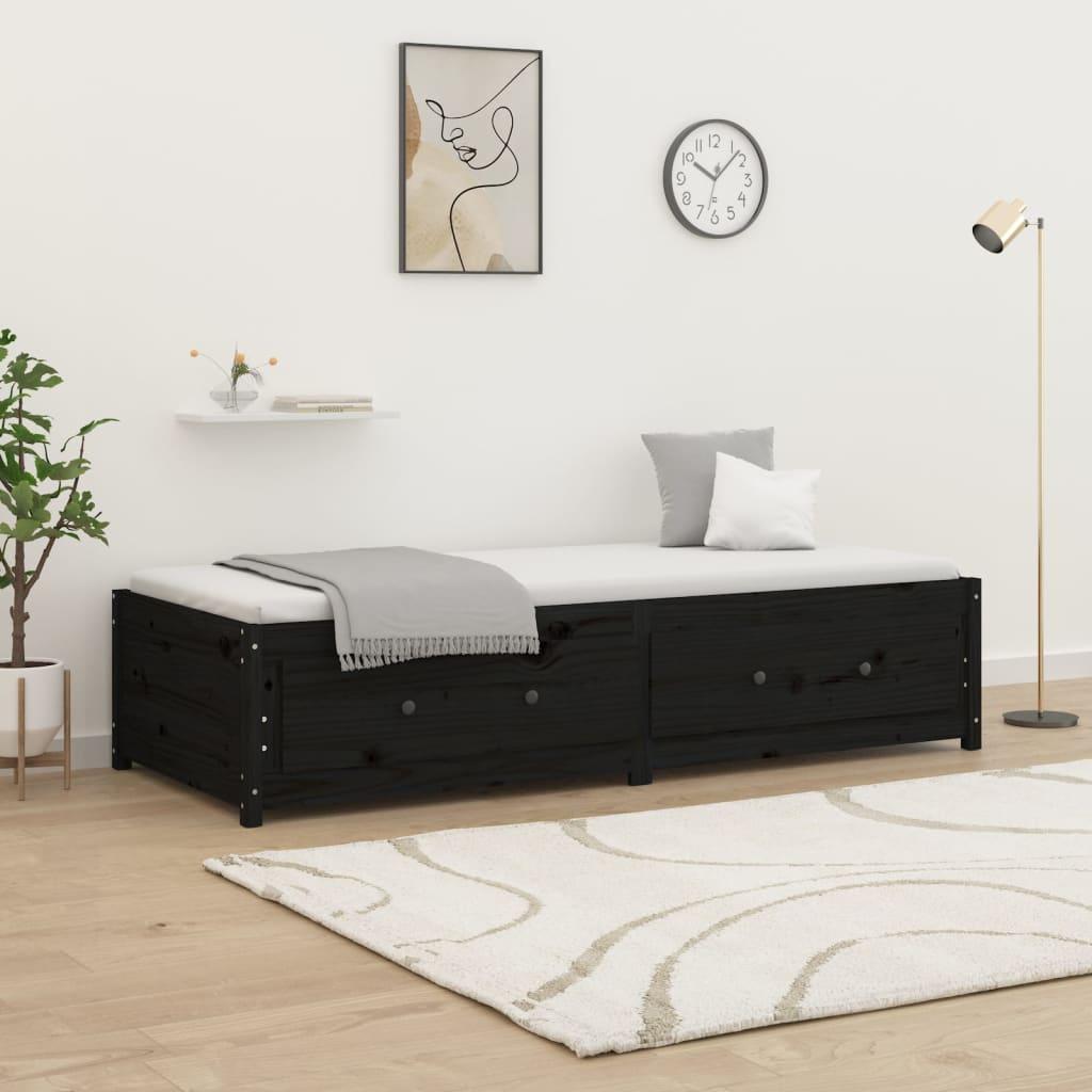 Daybed 90x200 cm massivt fyrretræ sort