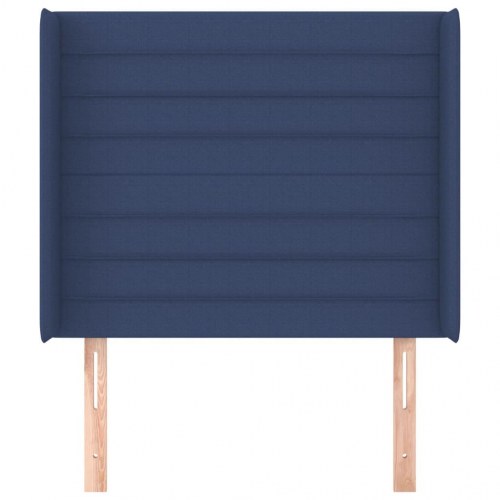 Sengegavl med kanter i stof 93 x 16 x 118/128 cm - blå
