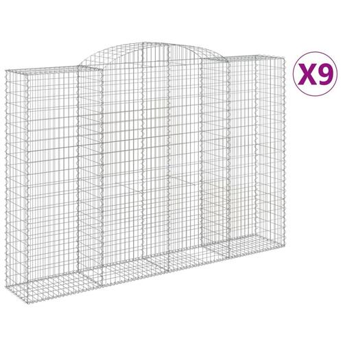 Buede gabionkurve 9 stk. 300x50x200/220 cm galvaniseret jern