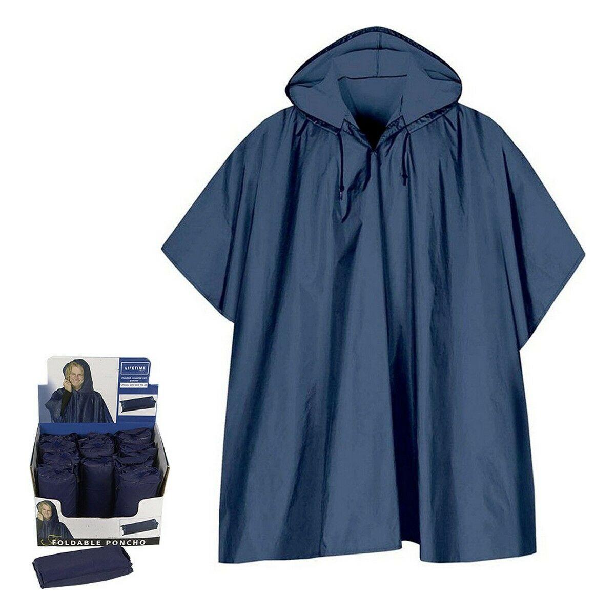 Regnponcho til herre - blå onesize