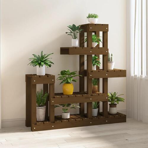 Plantestativ 92x25x97 cm massivt fyrretræ gyldenbrun