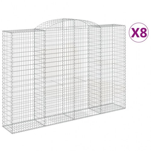 Buede gabionkurve - 8 stk. 300×50×200/220 cm i galvaniseret jern