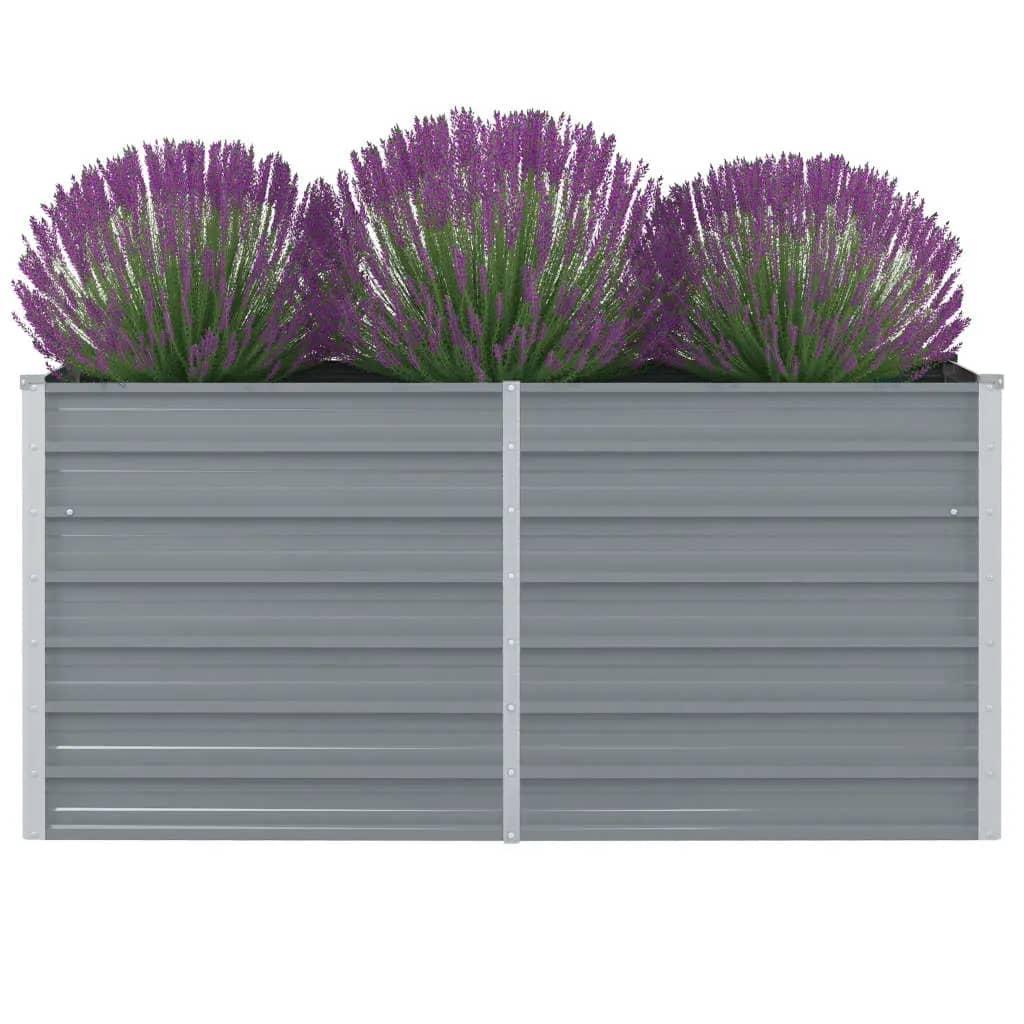 Hævet havekasse 160 x 80 x 77 gråt galvaniseret stål
