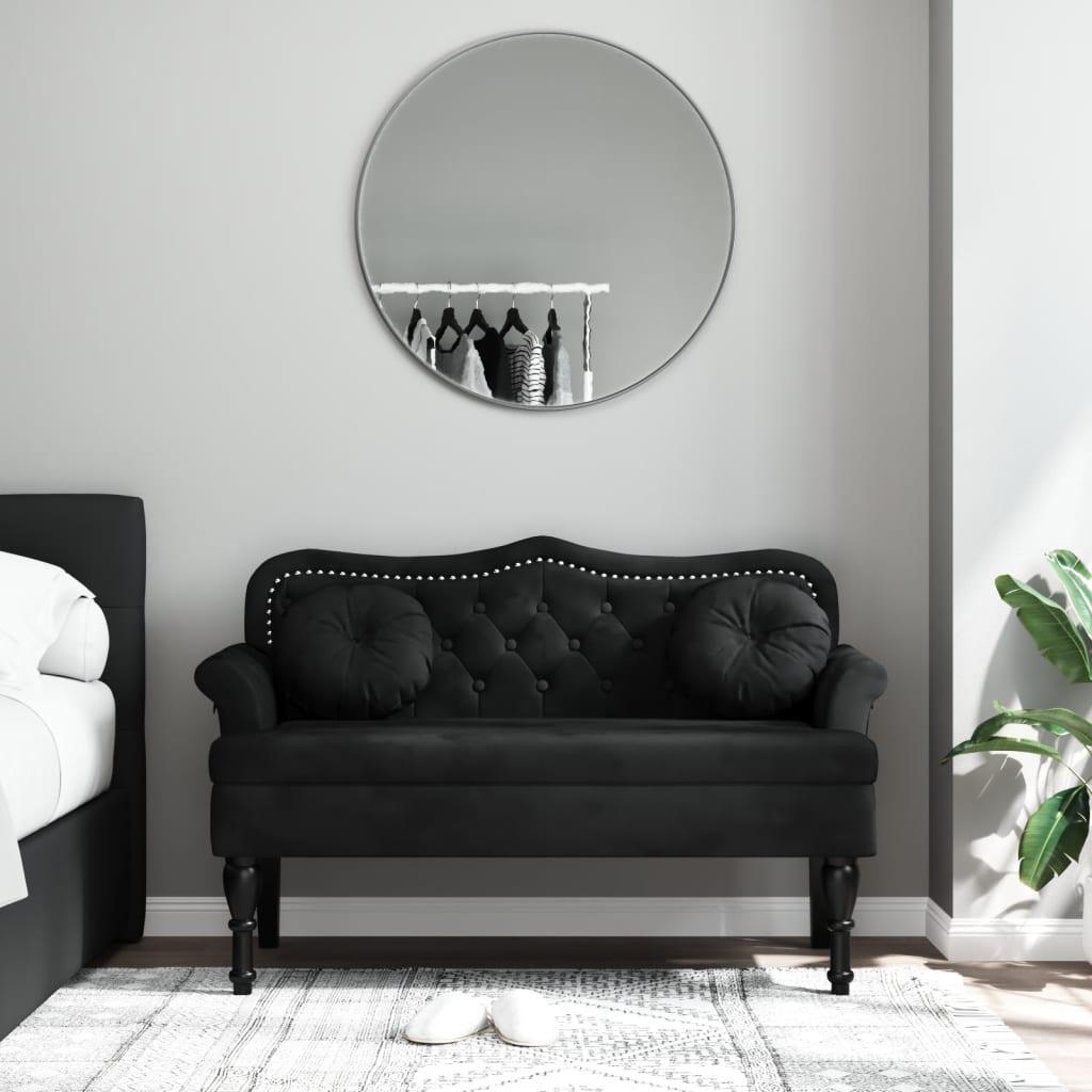 Bænk Med Hynder 120 5x65x75 Cm Velour Sort