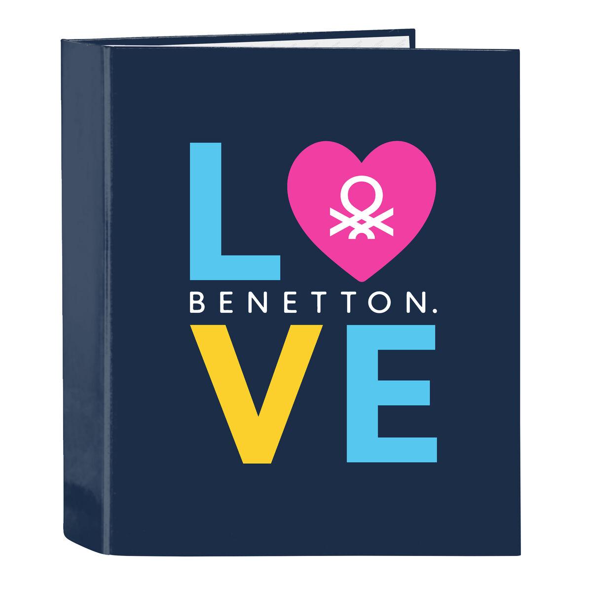 Ringbind Benetton Love Marineblå A4 4 Ringe 27 × 33 × 6 Cm