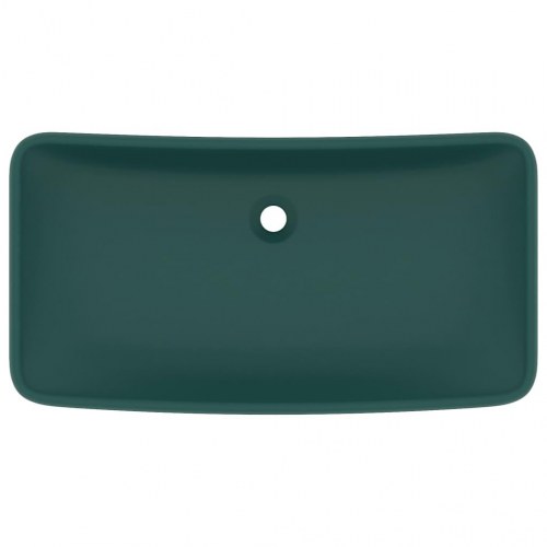 Luksuriøs håndvask 71x38 cm rektangulær keramik mat mørkegrøn